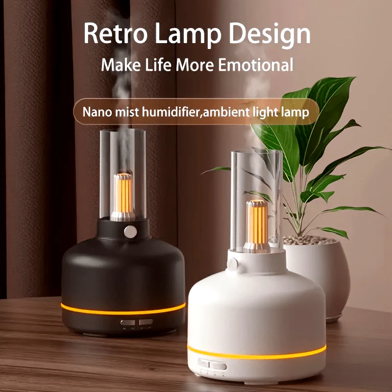 Lampe Humidificateur d’Air Vintage USB – Éclairage Doux & Diffusion d’Huiles Essentielles