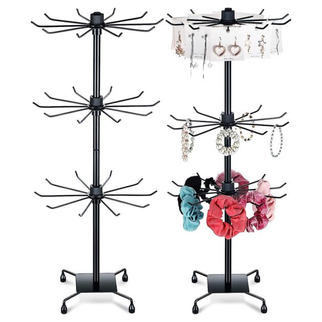 Présentoirs à bijoux ÉléganceSpin – 3 niveaux réglables en métal