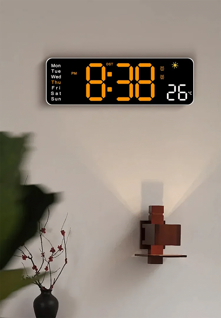 Horloge Numérique Murale LED 6656 avec Affichage Température – L’heure, la clarté et le style réunis !