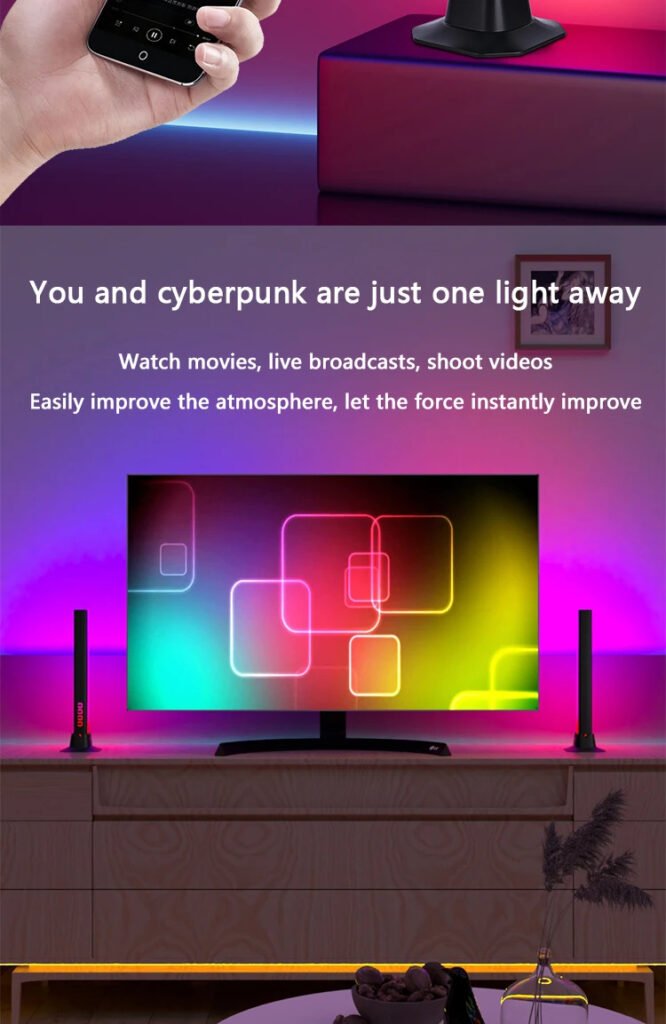 Barres d’Éclairage RGB pour Bureau & Mur (Lot de 2) – Ambiance Visuelle RGB Immersive & Moderne