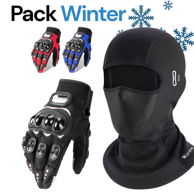 Pack Moto Hiver Cagoule Professionnel + Gants Pro Biker – Protection Thermique Complète pour la Conduite en Froid