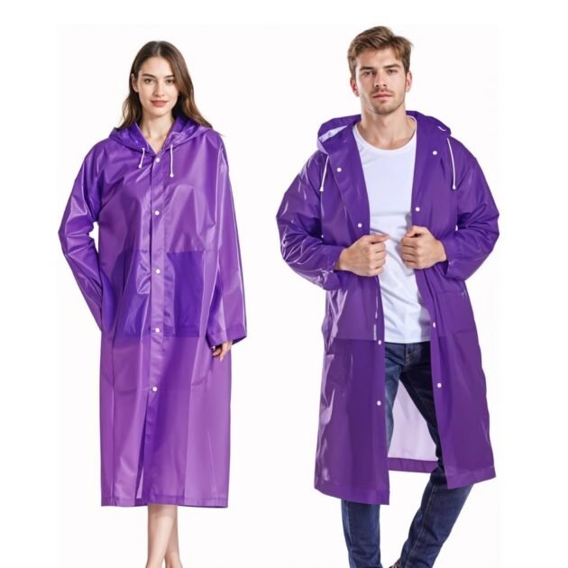 Manteau Imperméable eva Transparent mauve Unisexe – Protection Antipluie & Anti-Vent