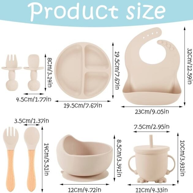 Lot de 6 Accessoires d’Alimentation en Silicone pour Bébé – Repas Sains, Autonomie & Zéro Désordre au Quotidien