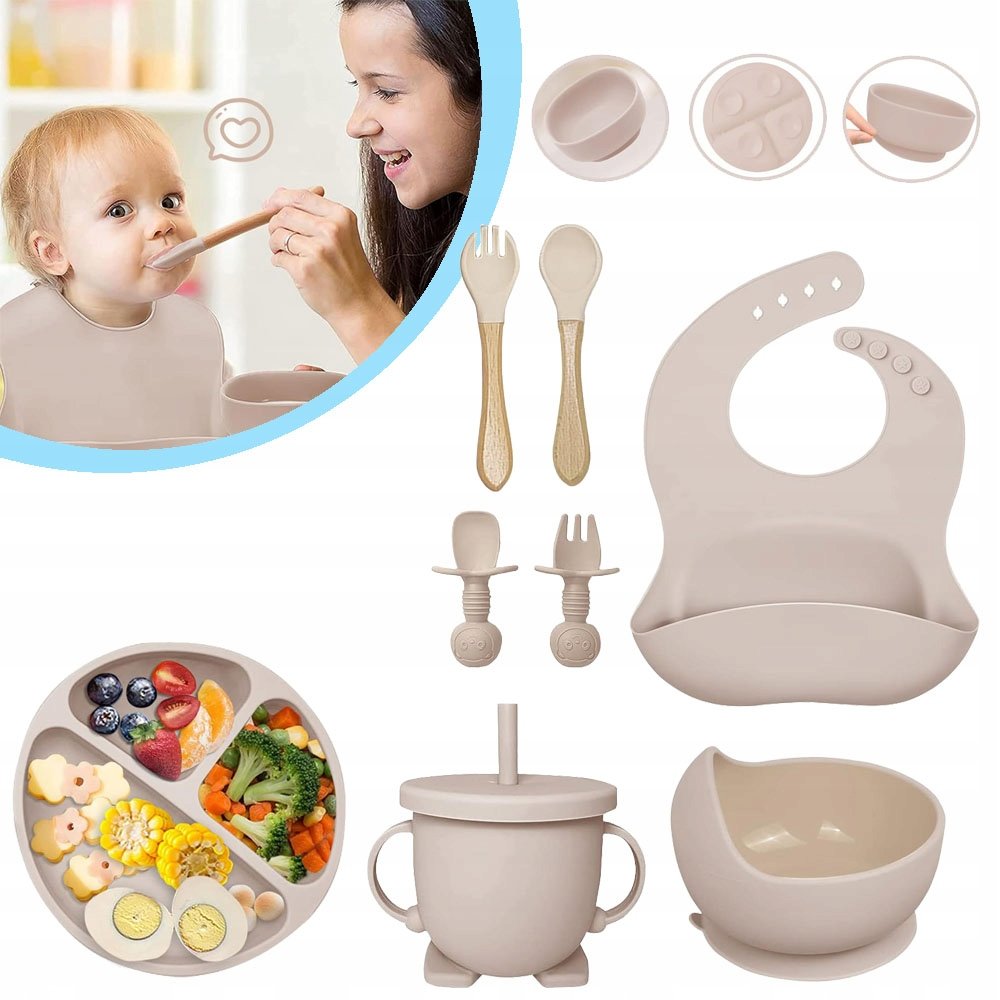 Lot de 6 Accessoires d’Alimentation en Silicone pour Bébé – Repas Sains, Autonomie & Zéro Désordre au Quotidien