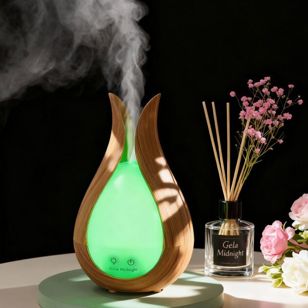 Humidificateur d’Air Bois & LED 7 Couleurs – Diffuseur Silencieux à Grande Capacité