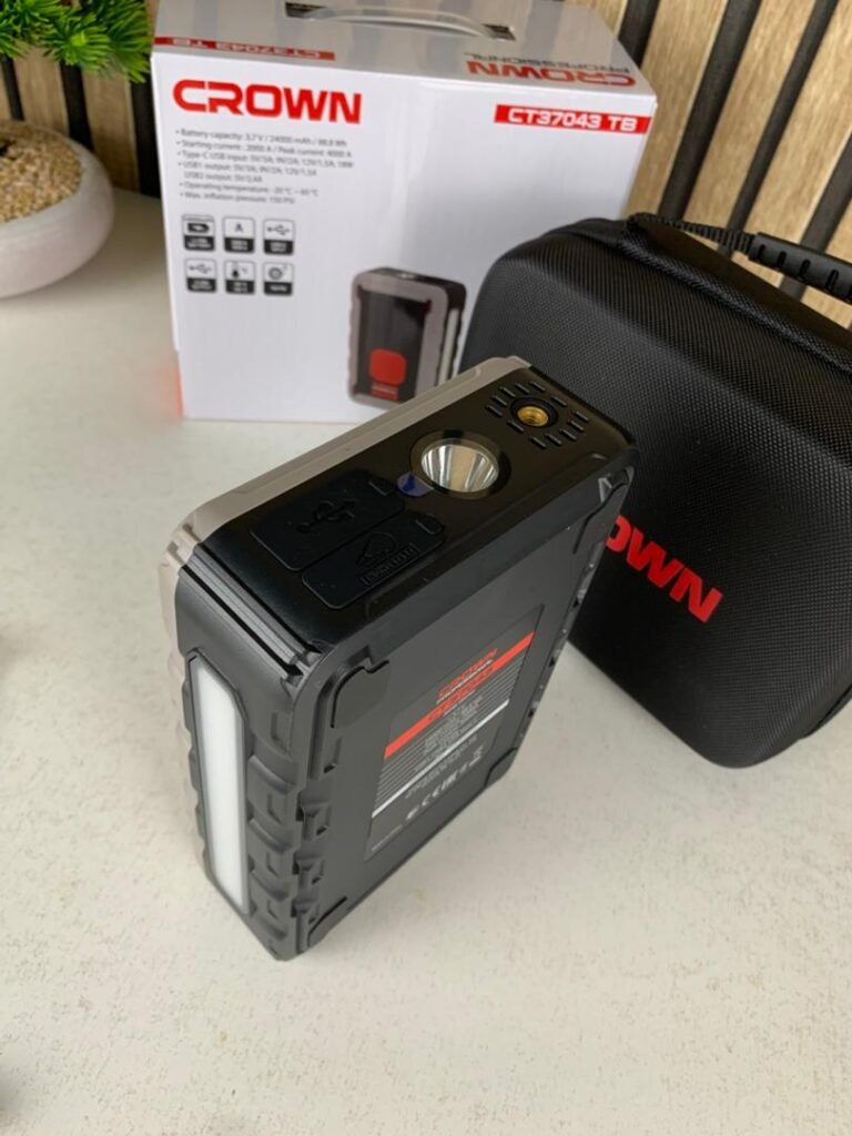 Booster Auto CROWN CT37043 – Démarreur 2000A avec Compresseur & Power Bank Intégré