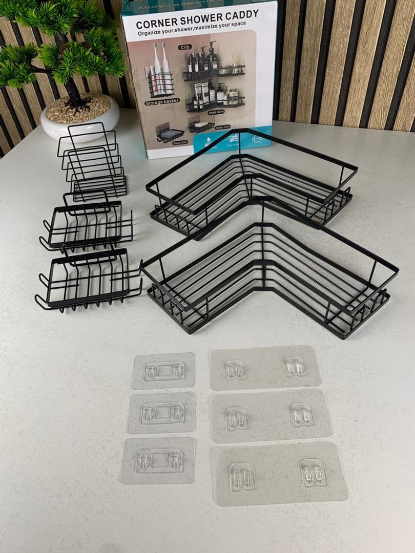 Organisateur d’Angle de Douche 5 Pièces – Rangement Intelligent & Sans Perçage - الصورة 6