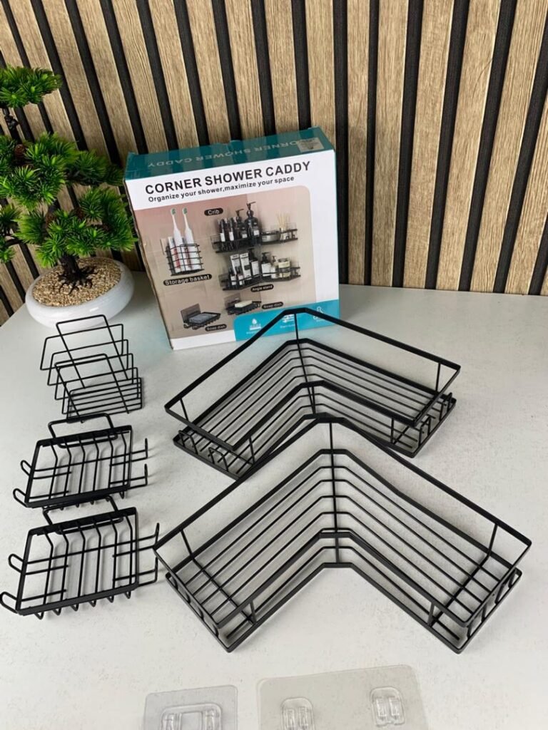Organisateur d’Angle de Douche 5 Pièces – Rangement Intelligent & Sans Perçage