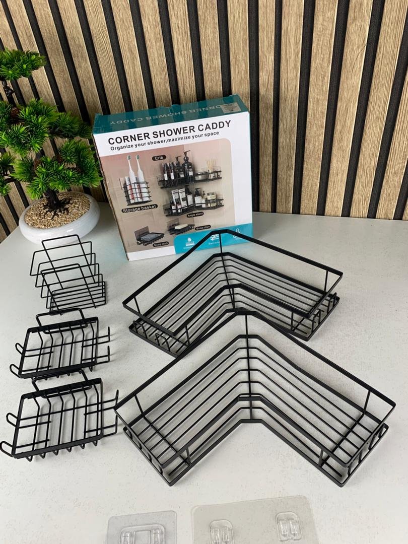 Organisateur d’Angle de Douche 5 Pièces – Rangement Intelligent & Sans Perçage - الصورة 8