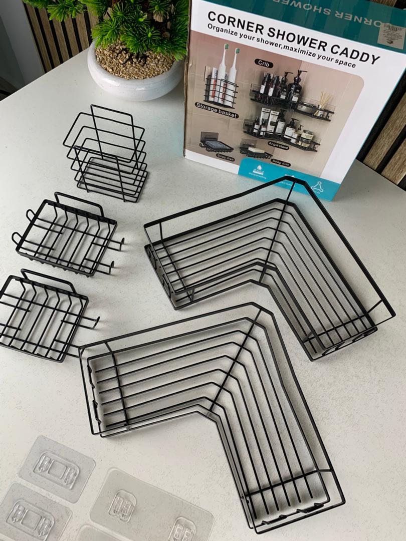 Organisateur d’Angle de Douche 5 Pièces – Rangement Intelligent & Sans Perçage - الصورة 7