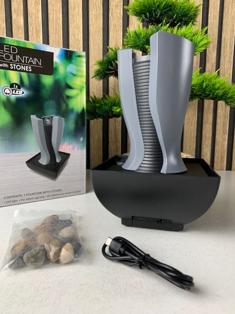 Fontaine à eau en forme de tour cascade avec boule de cristal et éclairage LED V6 Décor zen et lumineux – ambiance relaxante pour votre intérieur