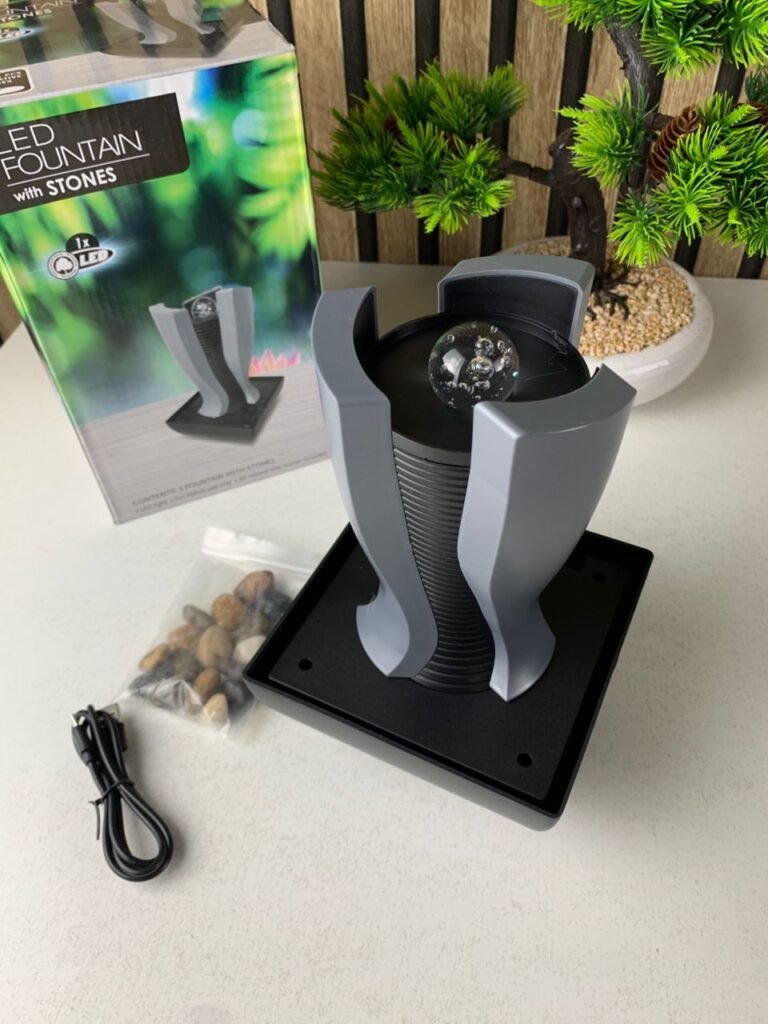 Fontaine à eau en forme de tour cascade avec boule de cristal et éclairage LED V6 Décor zen et lumineux – ambiance relaxante pour votre intérieur