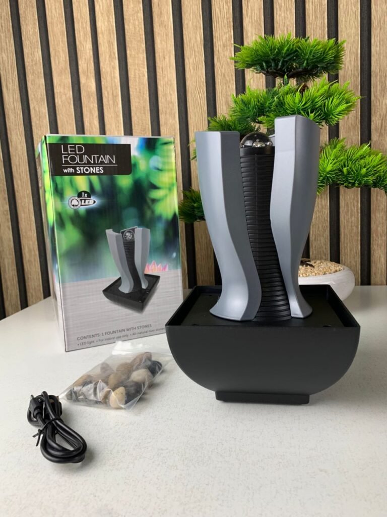 Fontaine à eau en forme de tour cascade avec boule de cristal et éclairage LED V6 Décor zen et lumineux – ambiance relaxante pour votre intérieur
