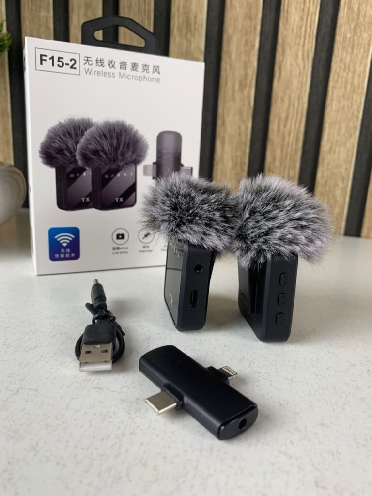 Double Microphone Sans Fil Professionnel F15-2 – Audio Pro 2-en-1 pour iPhone & Android