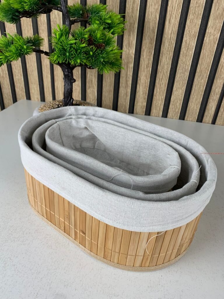 Lot de 3 Salles Ovales en Bambou Naturel – Organisation Élégante & Décoration