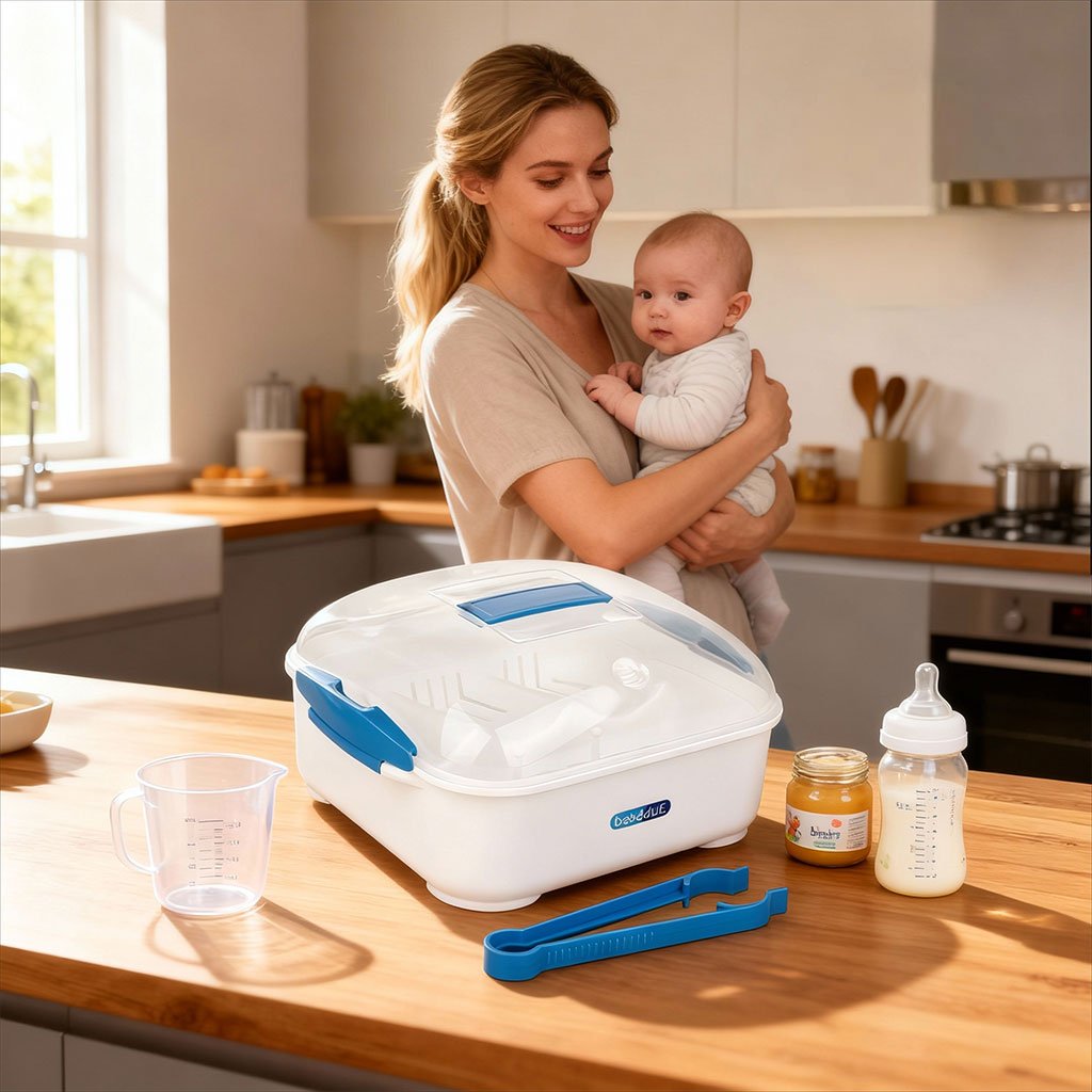 Stérilisateur à micro-ondes pour biberon bébé Bebe Due – Hygiène parfaite en quelques minutes, sans produits chimiques - الصورة 2