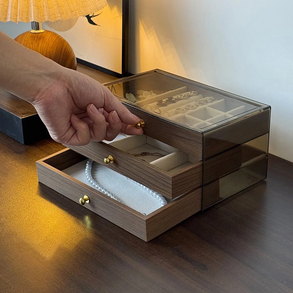 Organisateur de Bijoux en Noyer Naturel – Élégance, Praticité