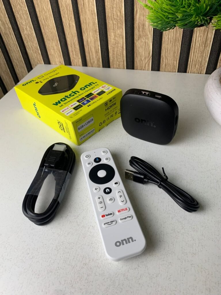 ONN Android TV Box 8+128GB avec Télécommande Vocale – Transformez votre TV en cinéma intelligent 4K