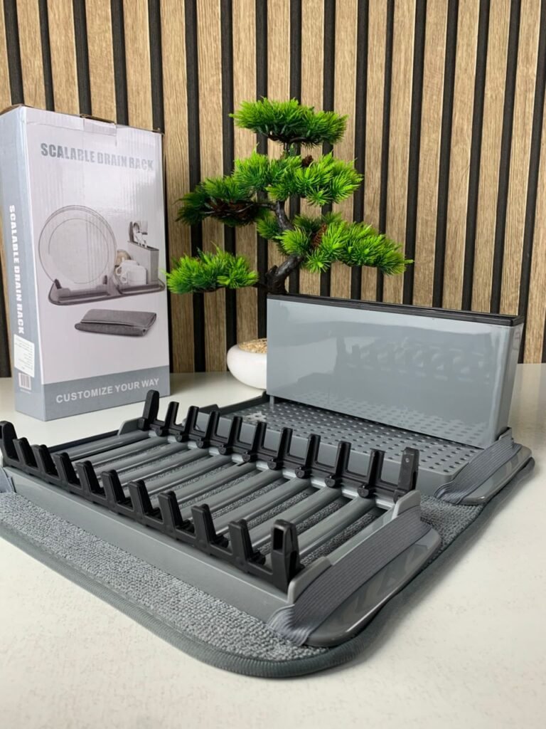 Égouttoir à vaisselle pliable avec tapis enroulable et porte-cuillère Séchage rapide et efficace – compact, pratique et polyvalent