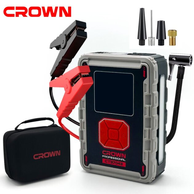 Booster Auto CROWN CT37043 – Démarreur 2000A avec Compresseur & Power Bank Intégré