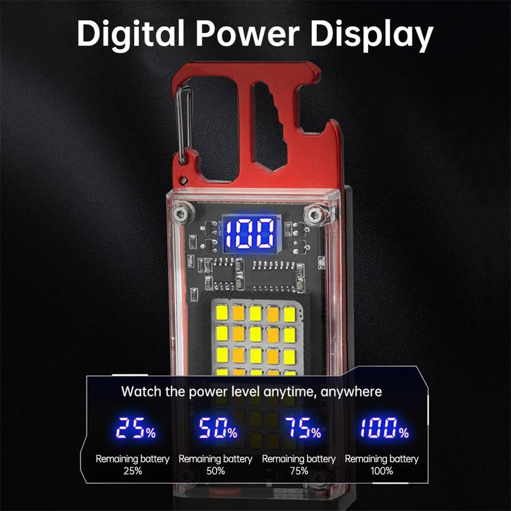 Mini lampe COB rechargeable Type‑C avec écran batterie – outil d’urgence multifonction - الصورة 2