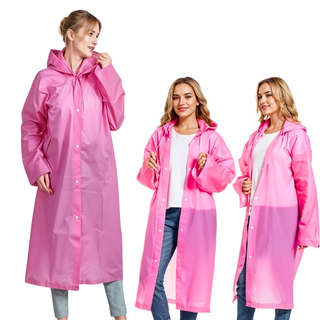 Manteau Imperméable Transparent Unisexe Rose – Protection Antipluie & Anti-Vent - الصورة 2