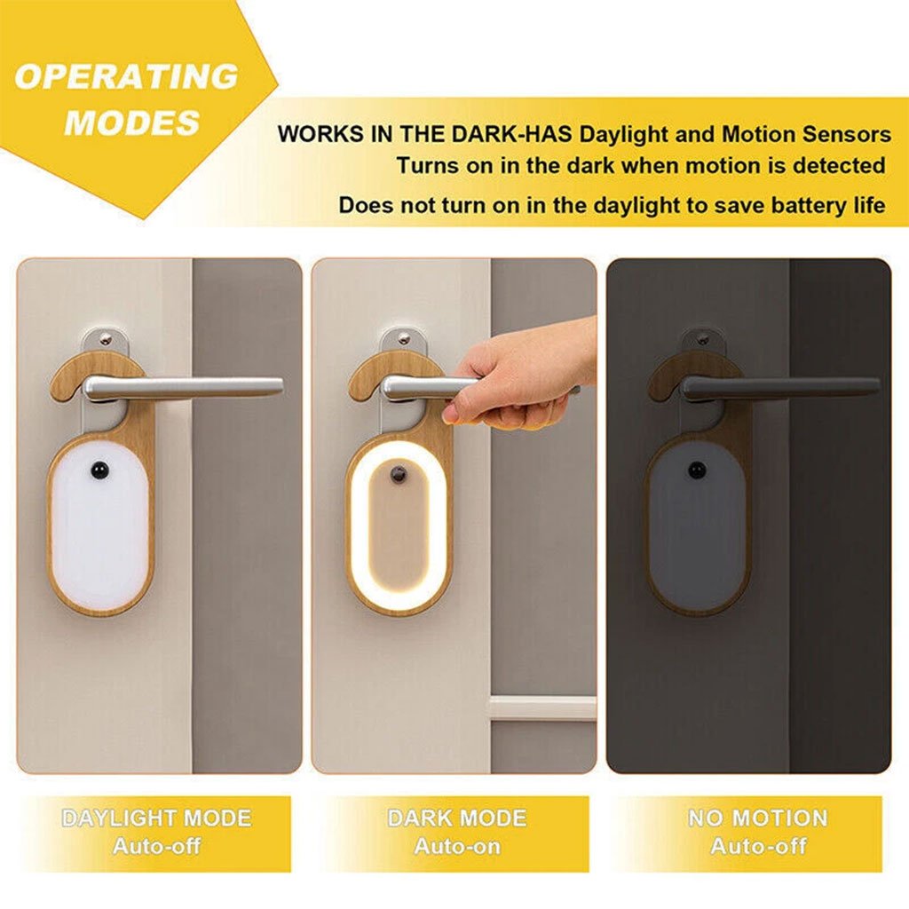 Veilleuse de Porte en Bois Portable avec Détecteur de Mouvement – Lumière et Notes Intelligentes - الصورة 4