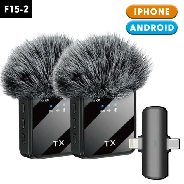 Double Microphone Sans Fil Professionnel F15-2 – Audio Pro 2-en-1 pour iPhone & Android