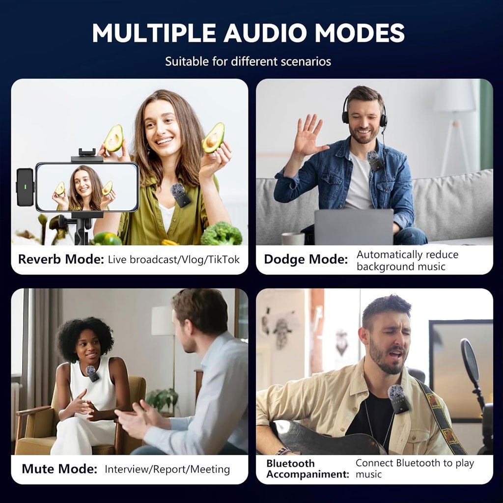 Double Microphone Sans Fil Professionnel F15-2 – Audio Pro 2-en-1 pour iPhone & Android - الصورة 3