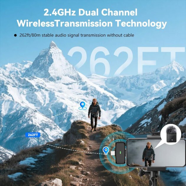 Double Microphone Sans Fil Professionnel F15-2 – Audio Pro 2-en-1 pour iPhone & Android