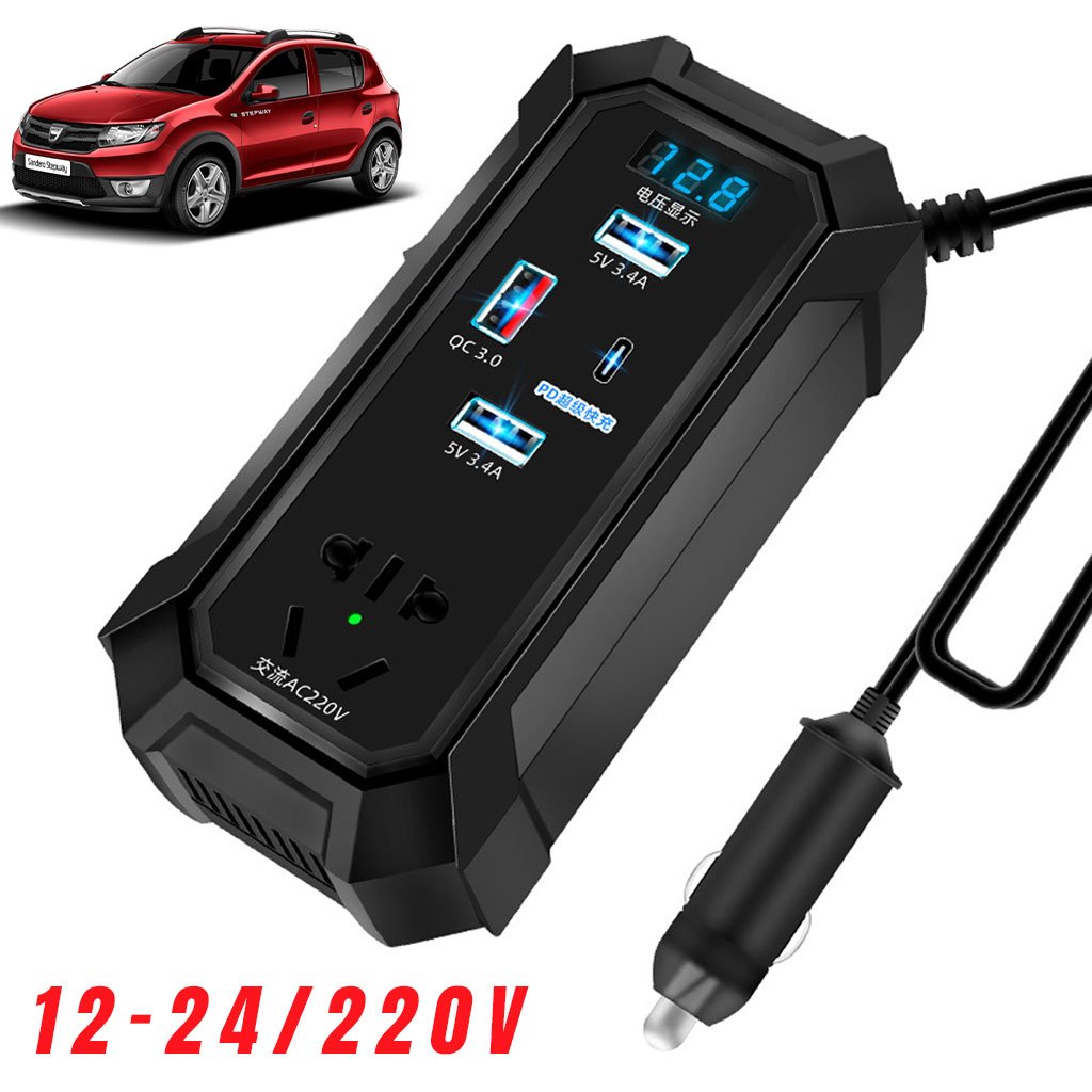 Inverter de Voiture 12V/24V à 220V Multiports Super Fast Charge – Puissance et Sécurité en Route