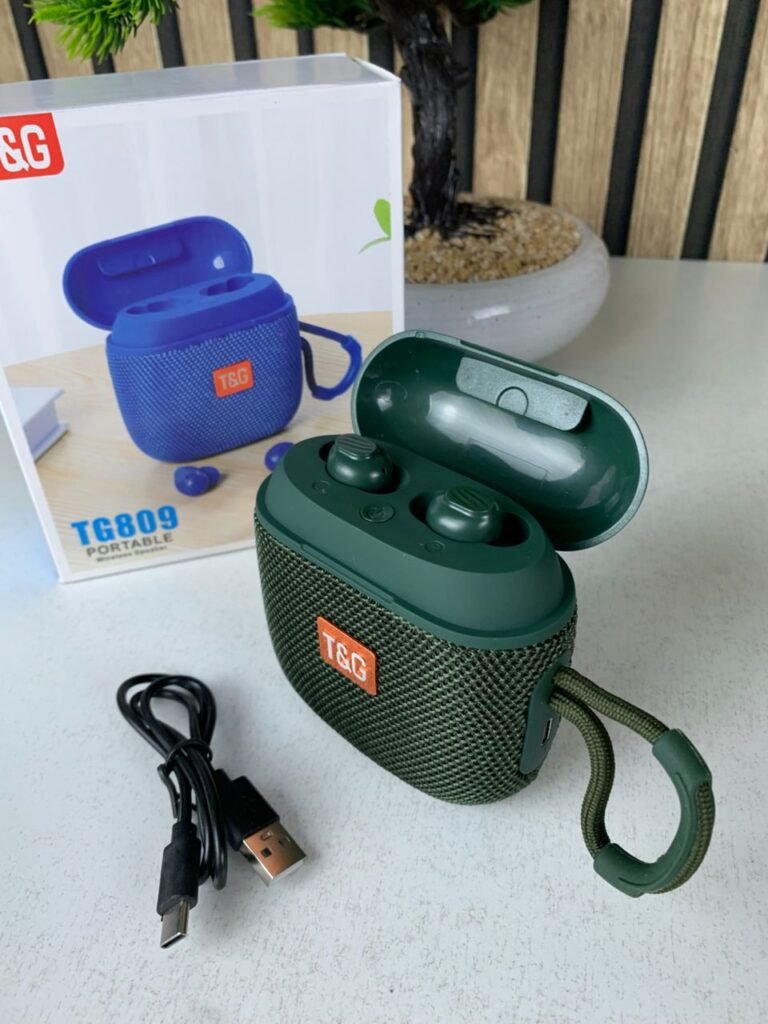 Haut Parleur et Écouteurs Sans Fil Portables 2en1 TG809 Son puissant + écouteurs TWS intégrés