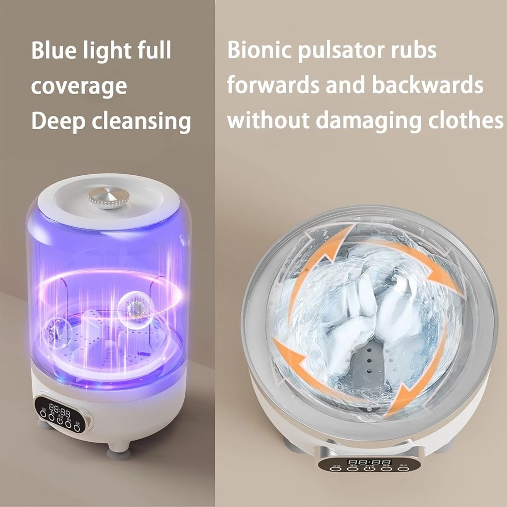 Mini Machine à Laver Portable 3-en-1 – Lavage, Essorage & Stérilisation UV - الصورة 7