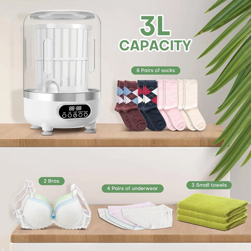 Mini Machine à Laver Portable 3-en-1 – Lavage, Essorage & Stérilisation UV - الصورة 6