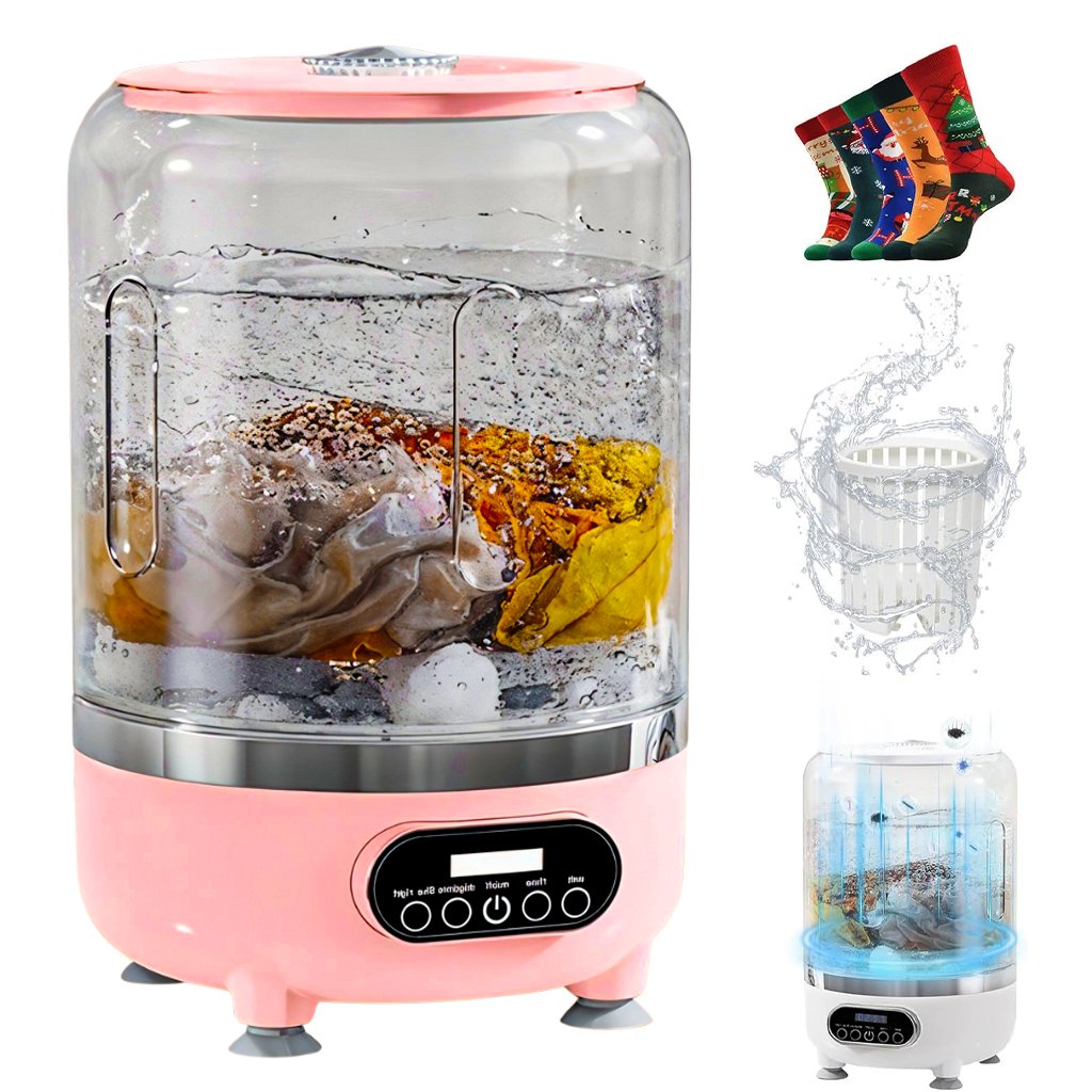 Mini Machine à Laver Portable 3-en-1 – Lavage, Essorage & Stérilisation UV