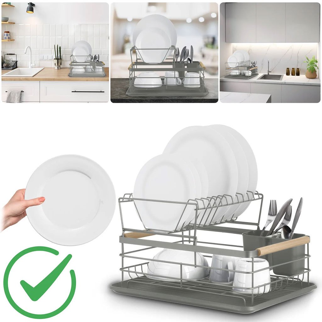 Égouttoir à vaisselle à deux niveaux avec plateau – L’élégance pratique pour votre cuisine - الصورة 5