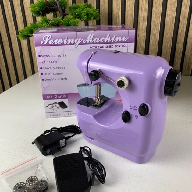 Mini machine à coudre domestique JYSM-301 à double fil avec pédale et adaptateur