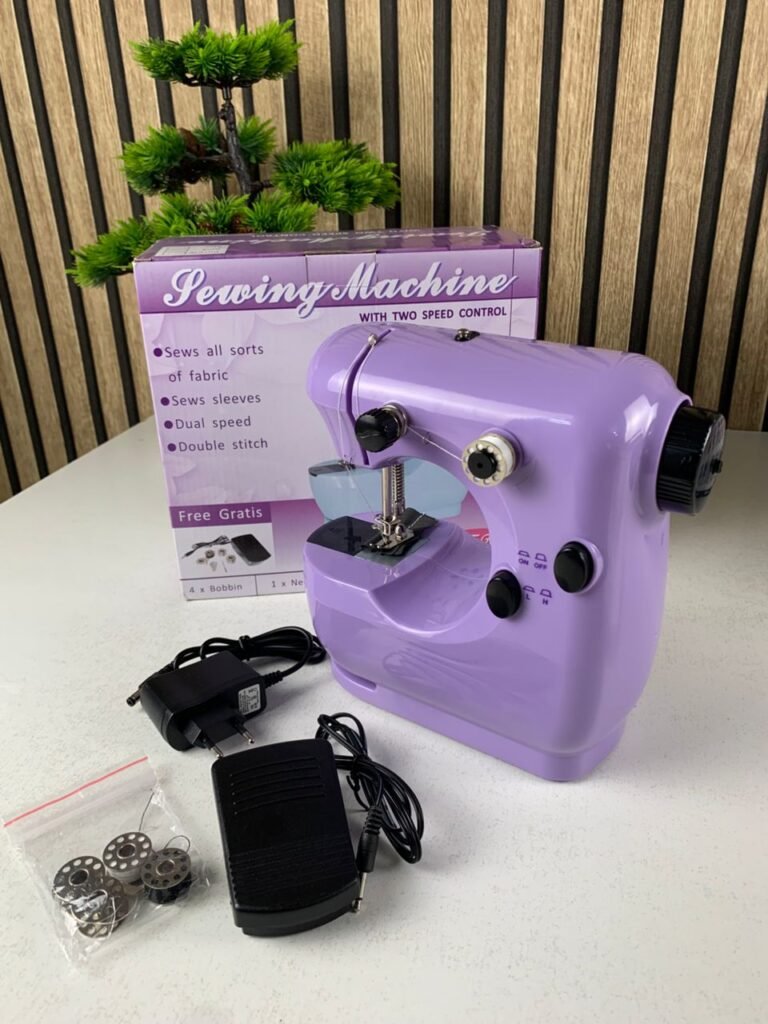 Mini machine à coudre domestique JYSM-301 à double fil avec pédale et adaptateur