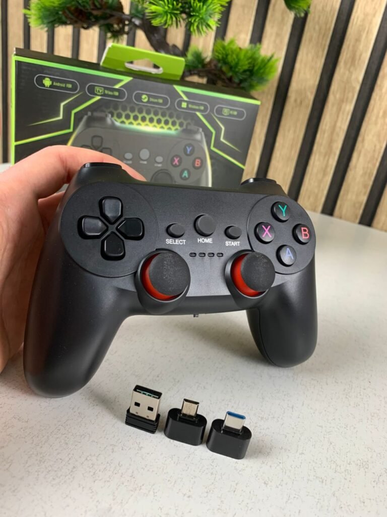 Manette gaming sans fil multi-plateforme avec 3 récepteurs (USB, Type‑C, Micro‑USB)