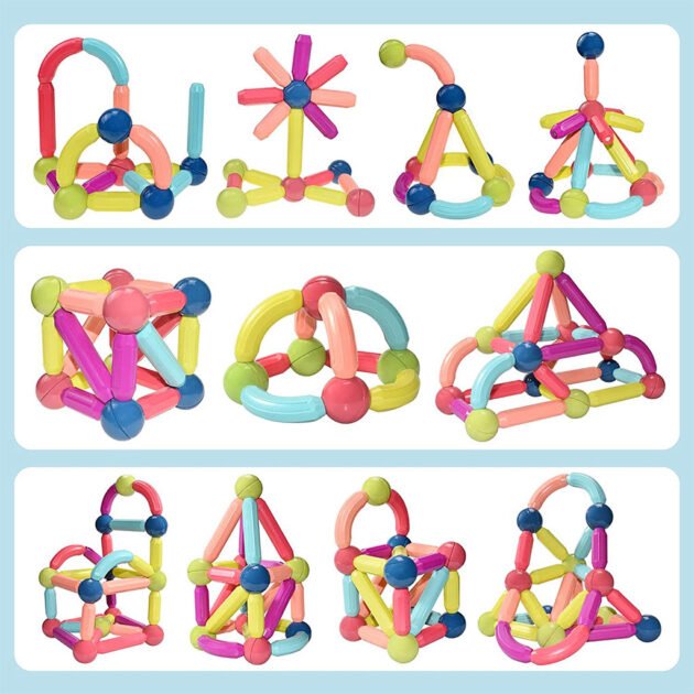 Blocs de Construction Magnétiques 42 pièces pour Enfants – Construire, apprendre et imaginer en s’amusant