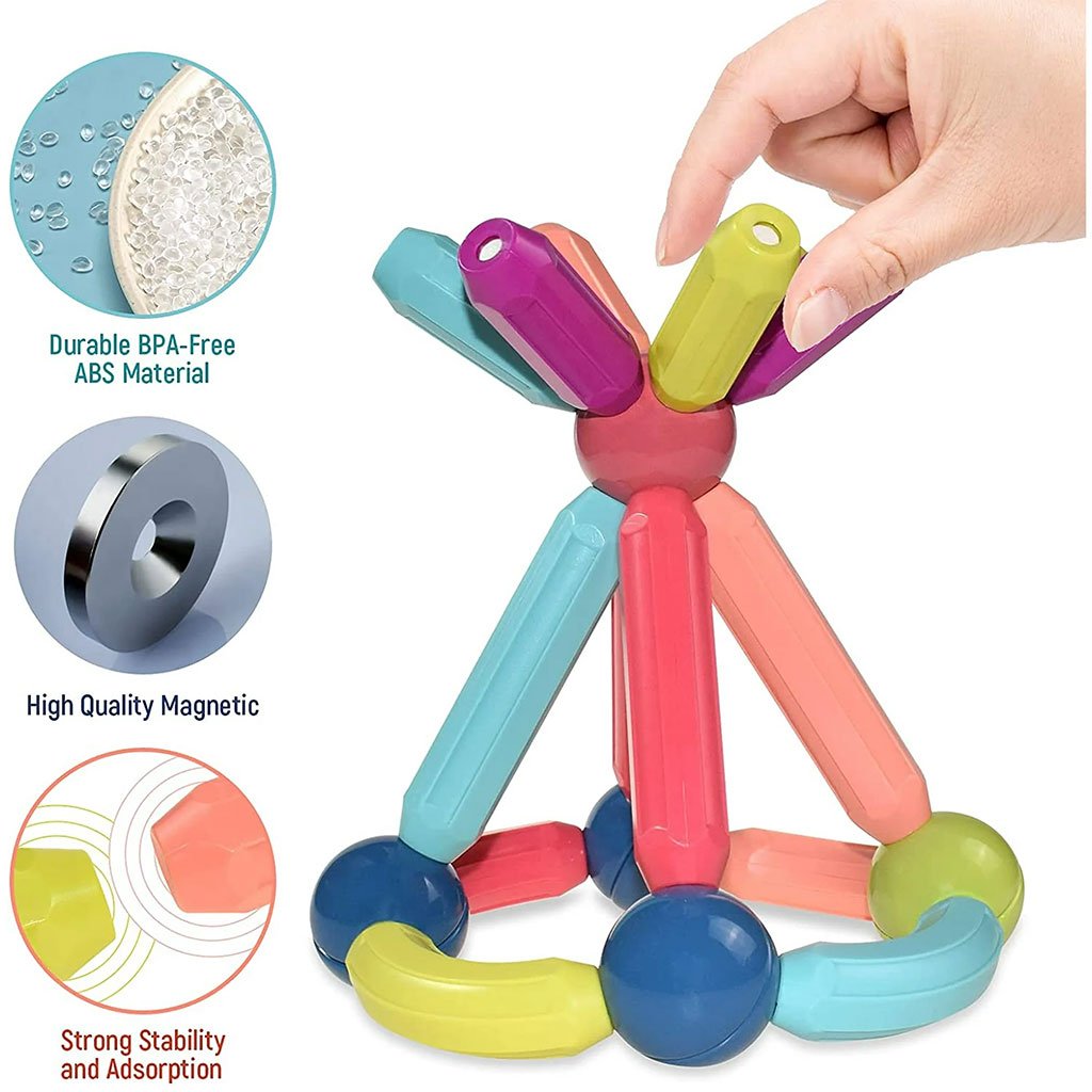 Blocs de Construction Magnétiques 42 pièces pour Enfants – Construire, apprendre et imaginer en s’amusant - الصورة 4