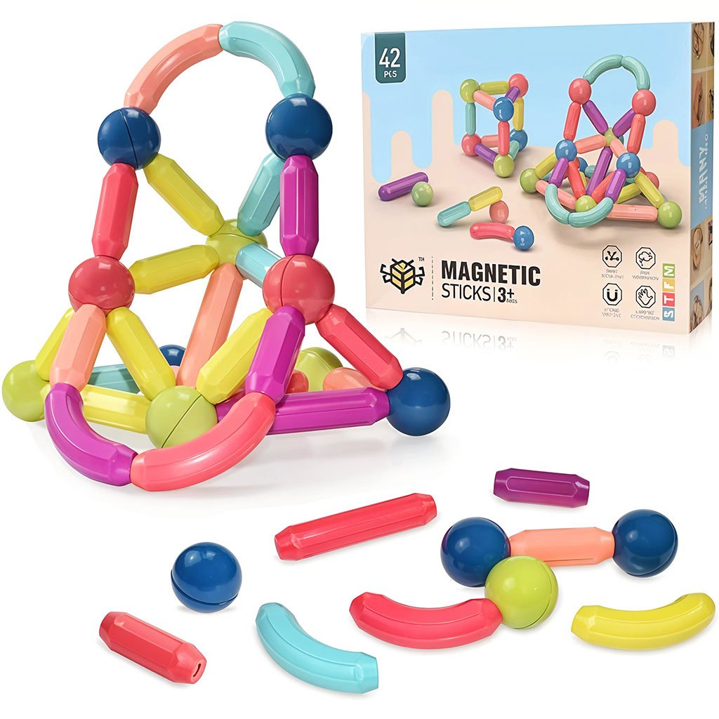 Blocs de Construction Magnétiques 42 pièces pour Enfants – Construire, apprendre et imaginer en s’amusant