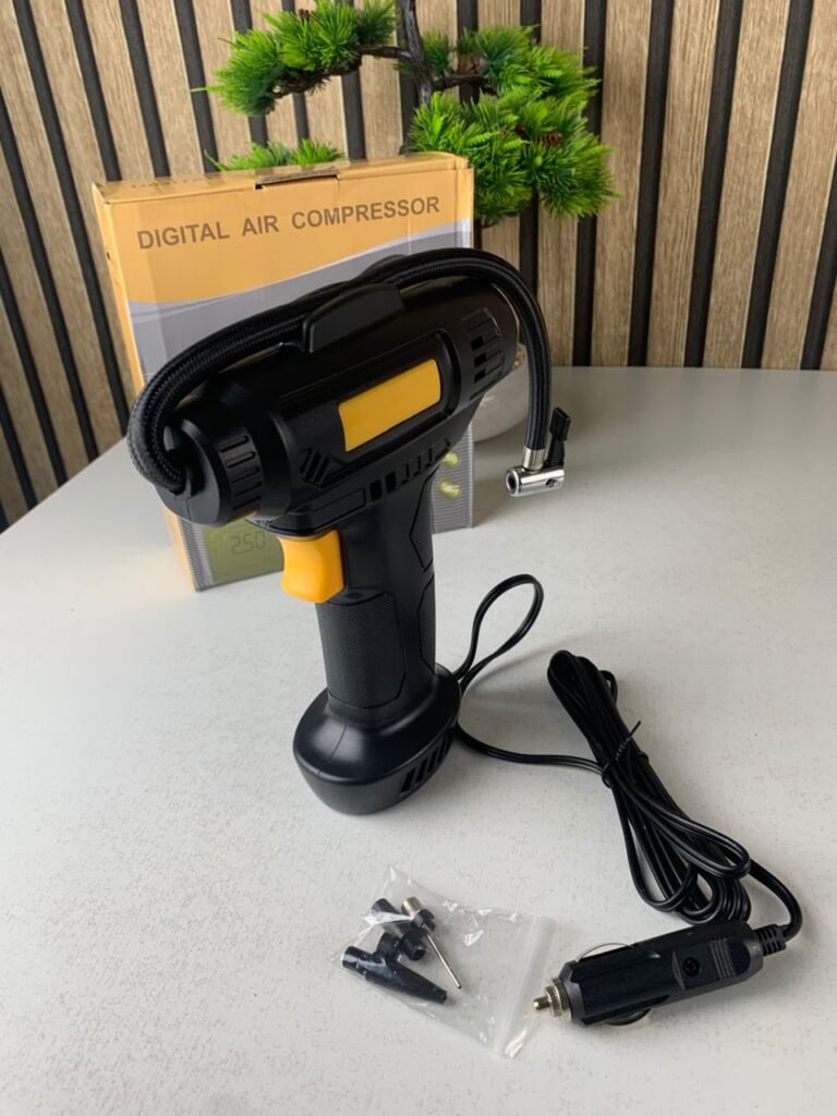 Compresseur Voiture 12V 120W avec Pistolet Gonfleur LED – Gonflage Rapide, Précis & Portable