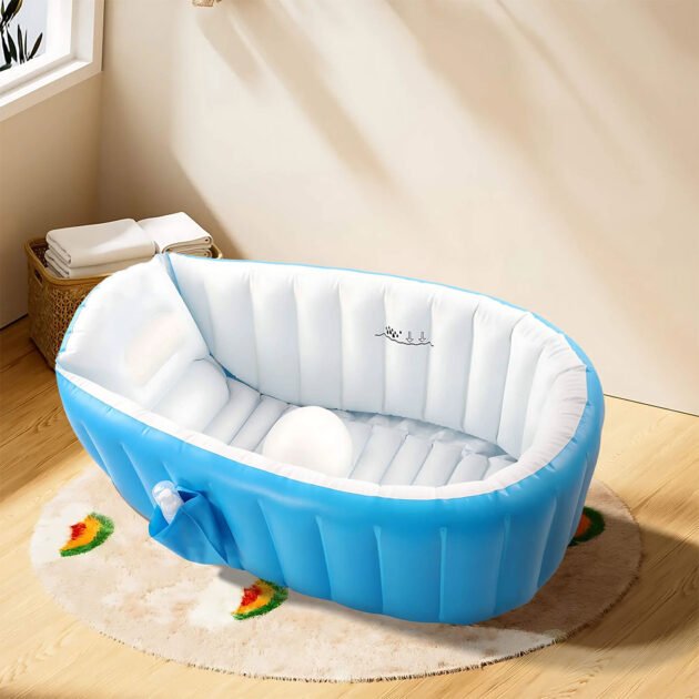 Baignoire Gonflable Bébé Antidérapante avec Poche Latérale – Bain Sécurisé et Pratique