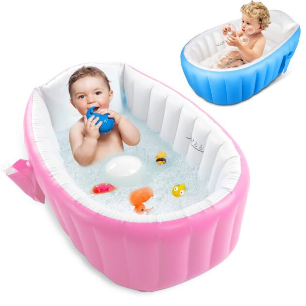 Baignoire Gonflable Bébé Antidérapante avec Poche Latérale – Bain Sécurisé et Pratique