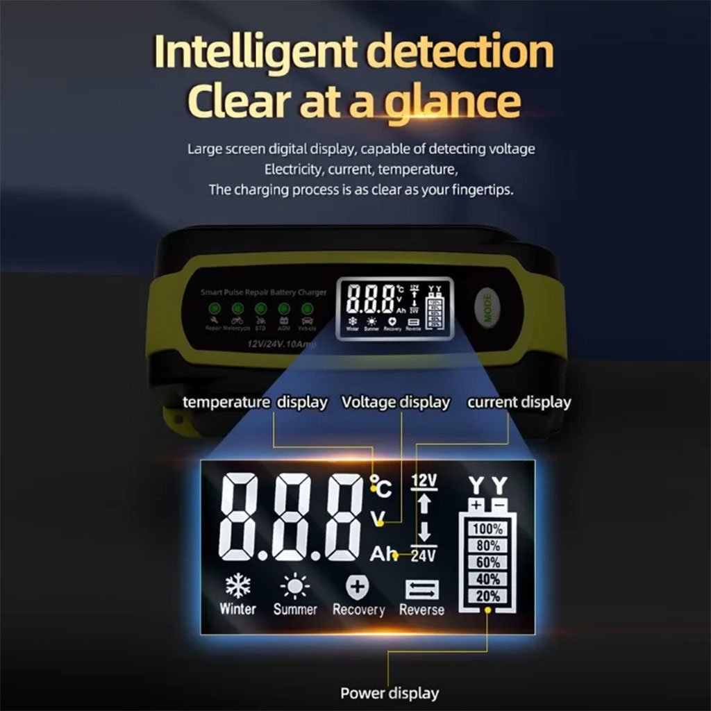 Chargeur de Batterie Voiture Intelligent 12-24V 10A – Puissance et Sécurité - الصورة 2