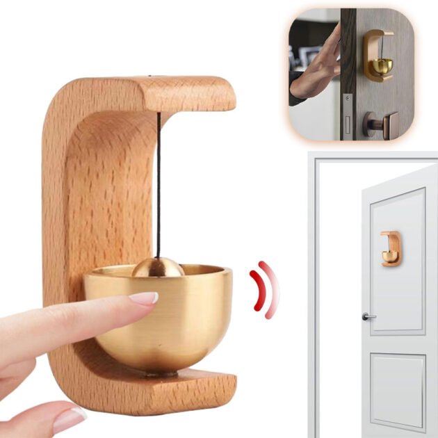 Sonnette de porte vintage style japonais en bois Élégance rustique – charme sonore pour chaque entrée