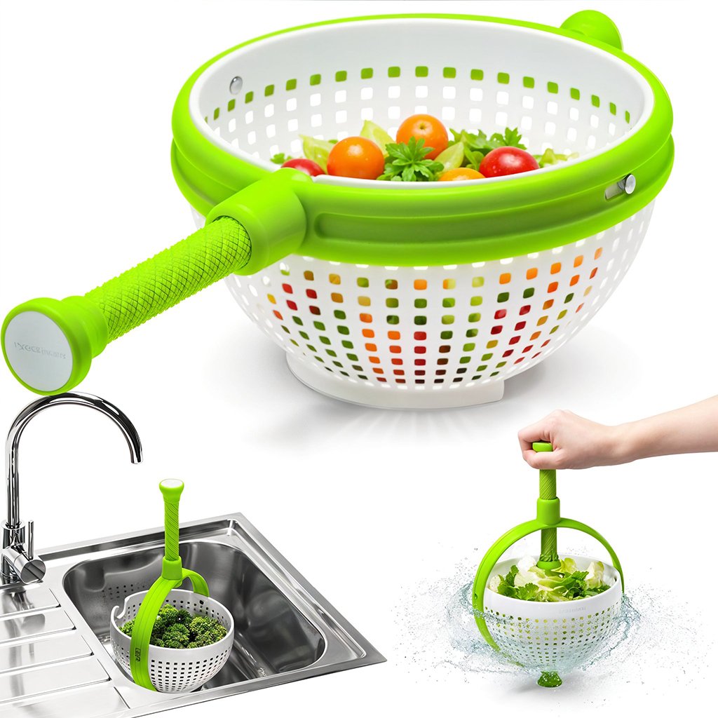 Laveuse & Essoreuse Pliable 3-en-1 pour Fruits et Légumes – Lavage Rapide, Séchage Express