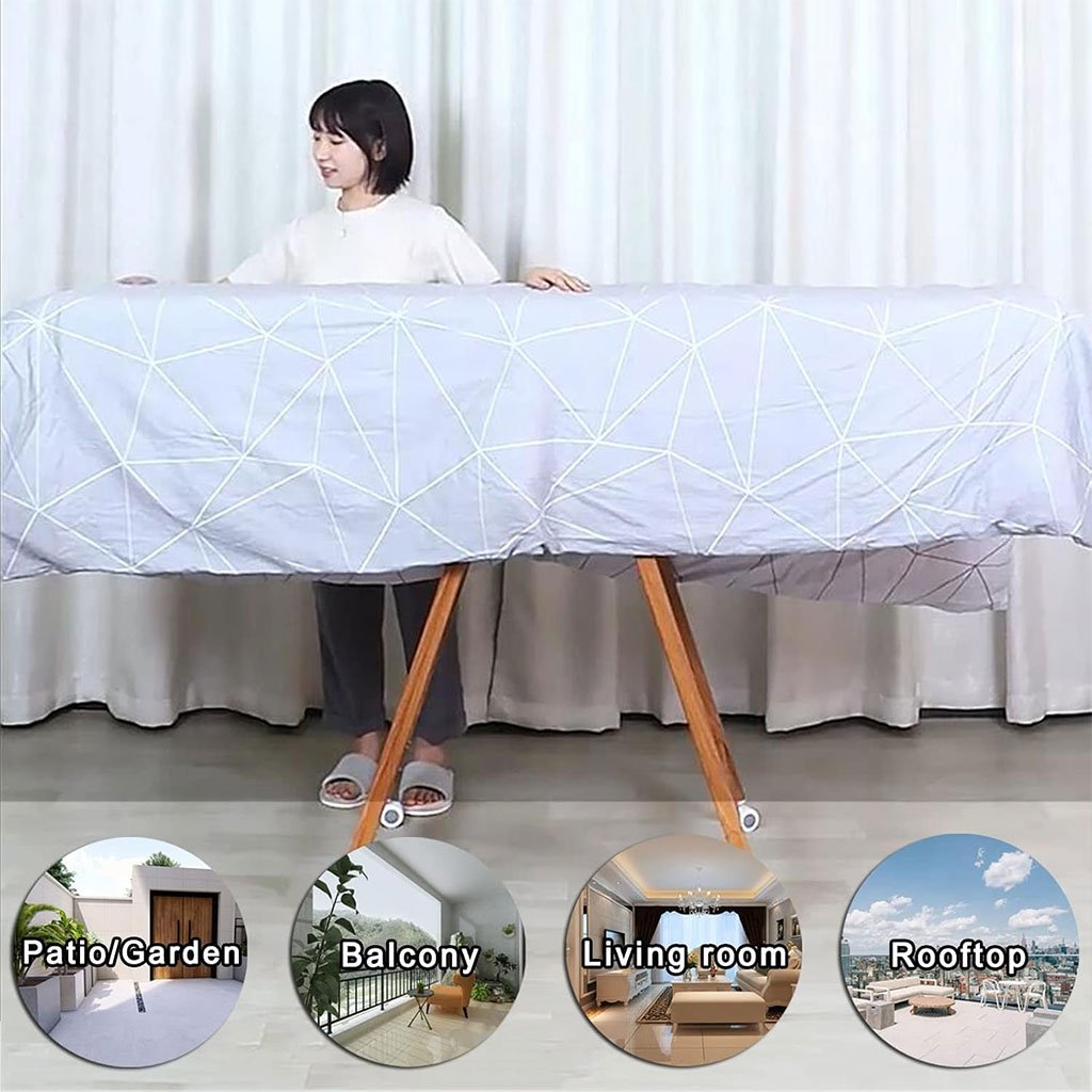 Sèche-Linge Aluminium Pliable à 4 Roues – Design Bois & Séchage Grande Capacité - الصورة 4