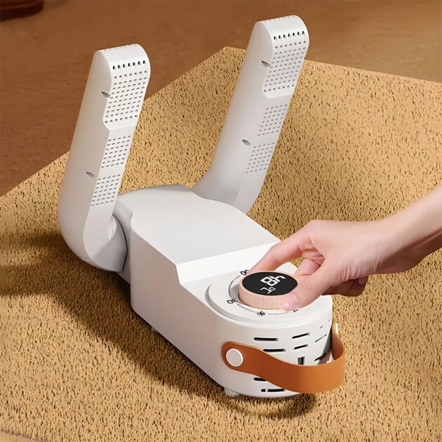 Sèche-chaussures électrique portable avec minuterie et ventilation 360°